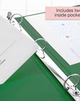 Binder View 1.5" Green 3-Ring w/2-Pockets