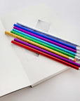 Wood Pencil w/ Eraser Metallic Laser Foil (8/Pack)