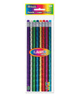 Wood Pencil w/ Eraser Metallic Laser Foil (8/Pack)