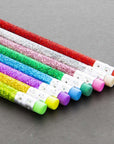 Wood Pencil w/ Eraser Metallic Glitter (8/Pack)
