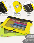 Pencil Pouch 3-Ring Bright Color w/ Mesh Window