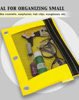 Pencil Pouch 3-Ring Bright Color w/ Mesh Window