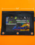 Pencil Pouch 3-Ring Black Color w/ Mesh Window