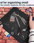 Pencil Pouch 3-Ring Black Color w/ Mesh Window