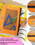 Pencil Pouch 3-Ring Retro Pastel Color w/ Mesh Window