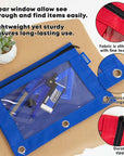 Pencil Pouch 3-Ring Bright Color w/ Clear Window