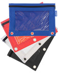 Pencil Pouch 3-Ring Bright Color w/ Clear Window
