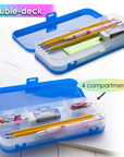 Pencil Case 8" Bright Color Double Deck Organizer Box