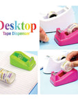 Mini 1" Core Desktop Tape Dispenser w/ (3) 3/4" x 500" Tape Refill