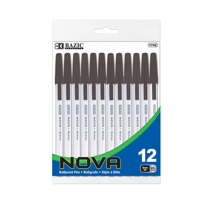 Office Supplies Computing 10/Pack Case Pack 144 Computers Electronics Bazic Vibre Black Color Stick Pen 