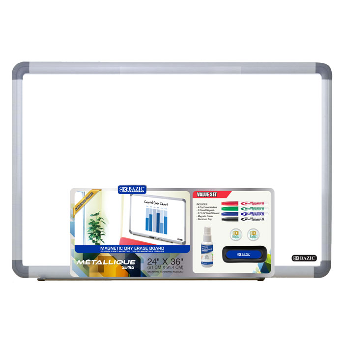 BAZIC 8.5 X 11" Small Dry Erase White Board With Marker Note Study 2-Pack 