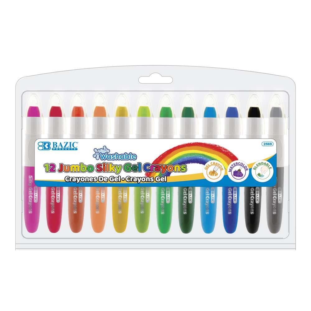 Silky Gel Crayons Jumbo 12 Color | Bazic Products Bazic Products