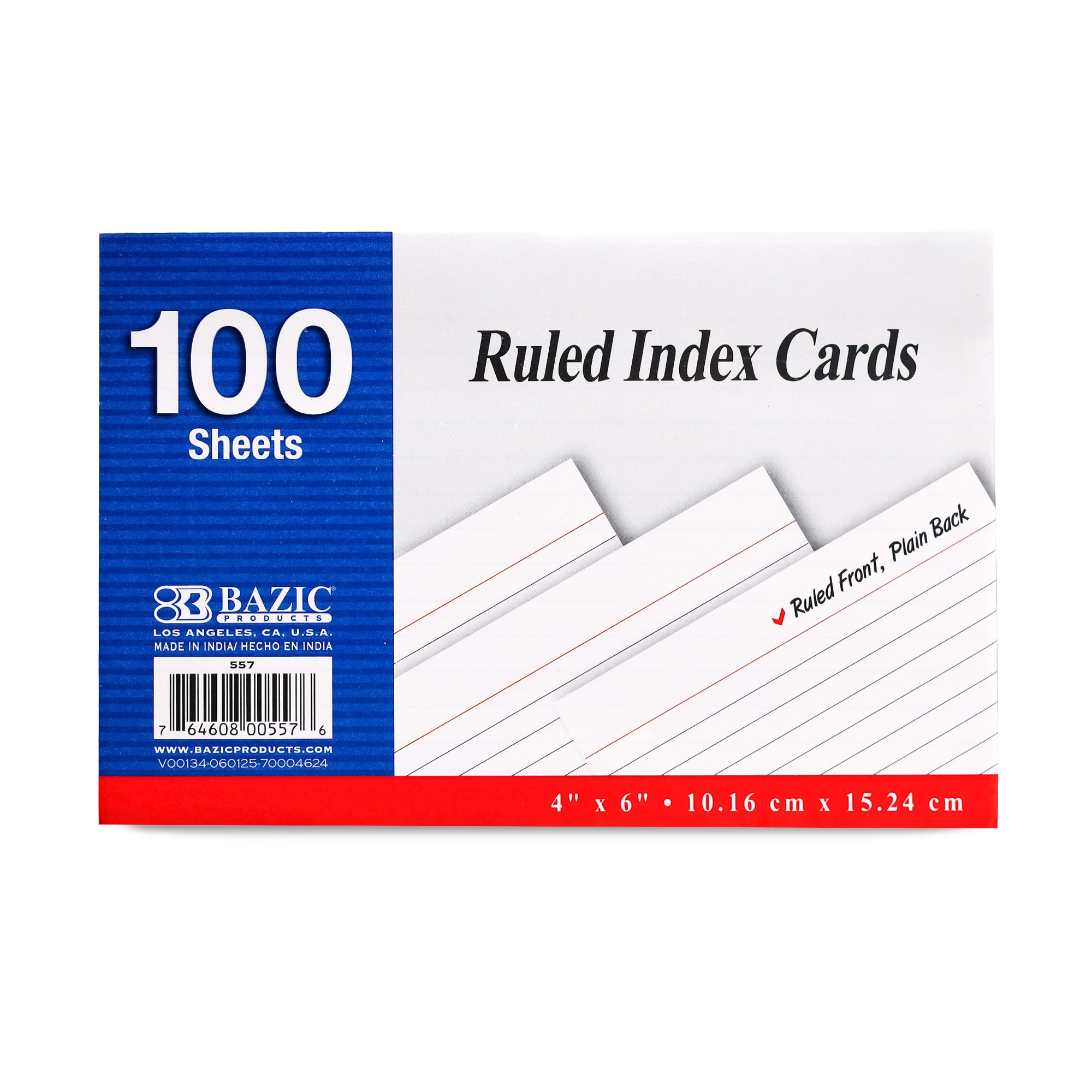 Ruled White Index Card 3&quot; X 5&quot; 100 Ct.
