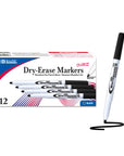 Black Fine Tip Dry-Erase Markers (12/Box)