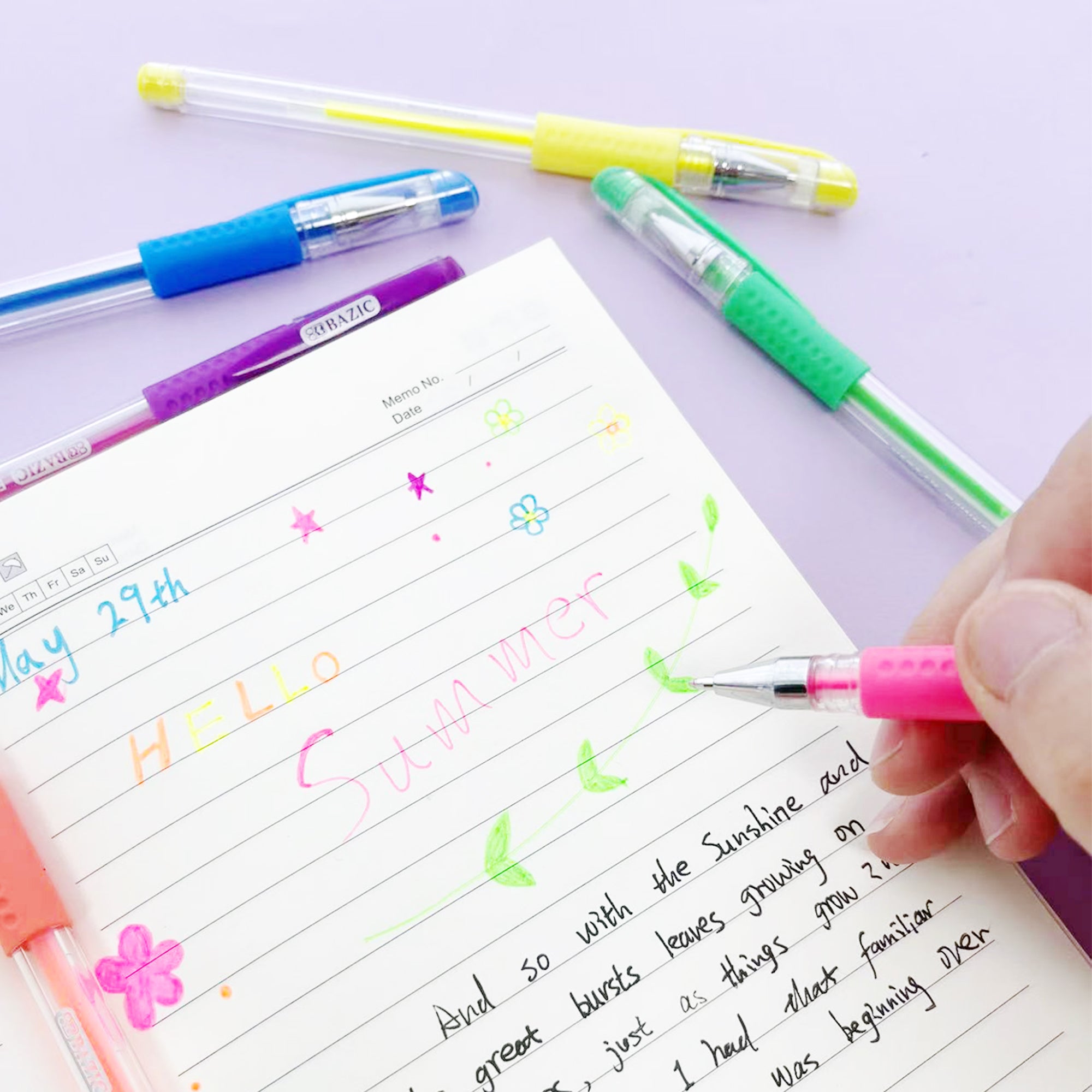 Essence Gel Pen 6 Fluorescent Color w/ Cushion Grip