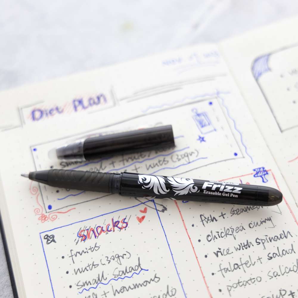 Frizz Black Erasable Gel Pen with Grip