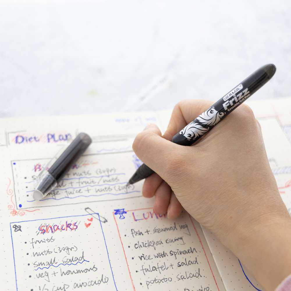 Frizz Black Erasable Gel Pen with Grip