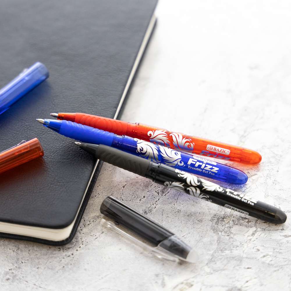 Frizz Black Erasable Gel Pen with Grip