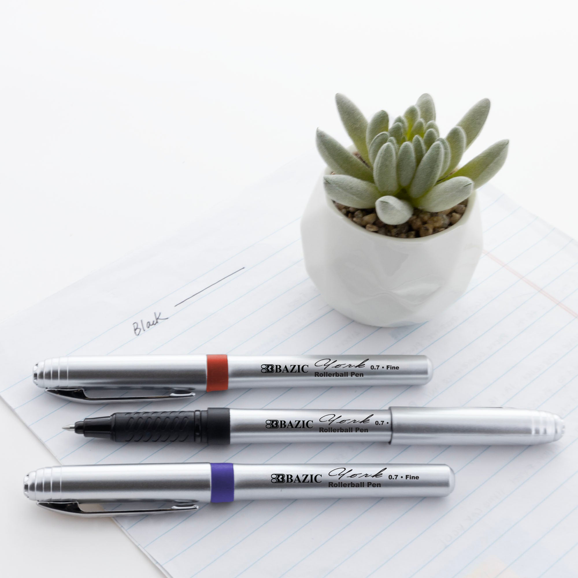 York Assorted Color Rollerball Pen w/ Grip (3/Pack)