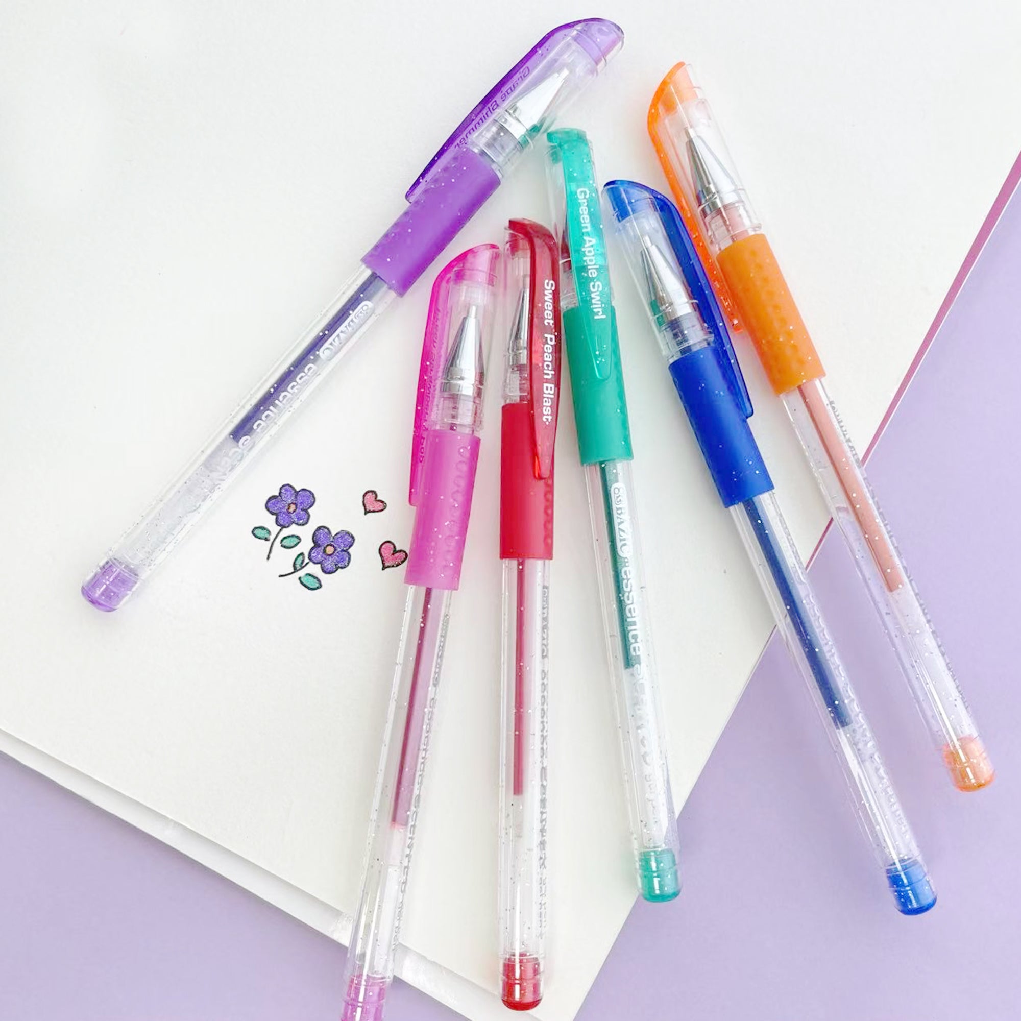 Essence Gel Pen 6 Scented Glitter Color w/ Cushion Grip