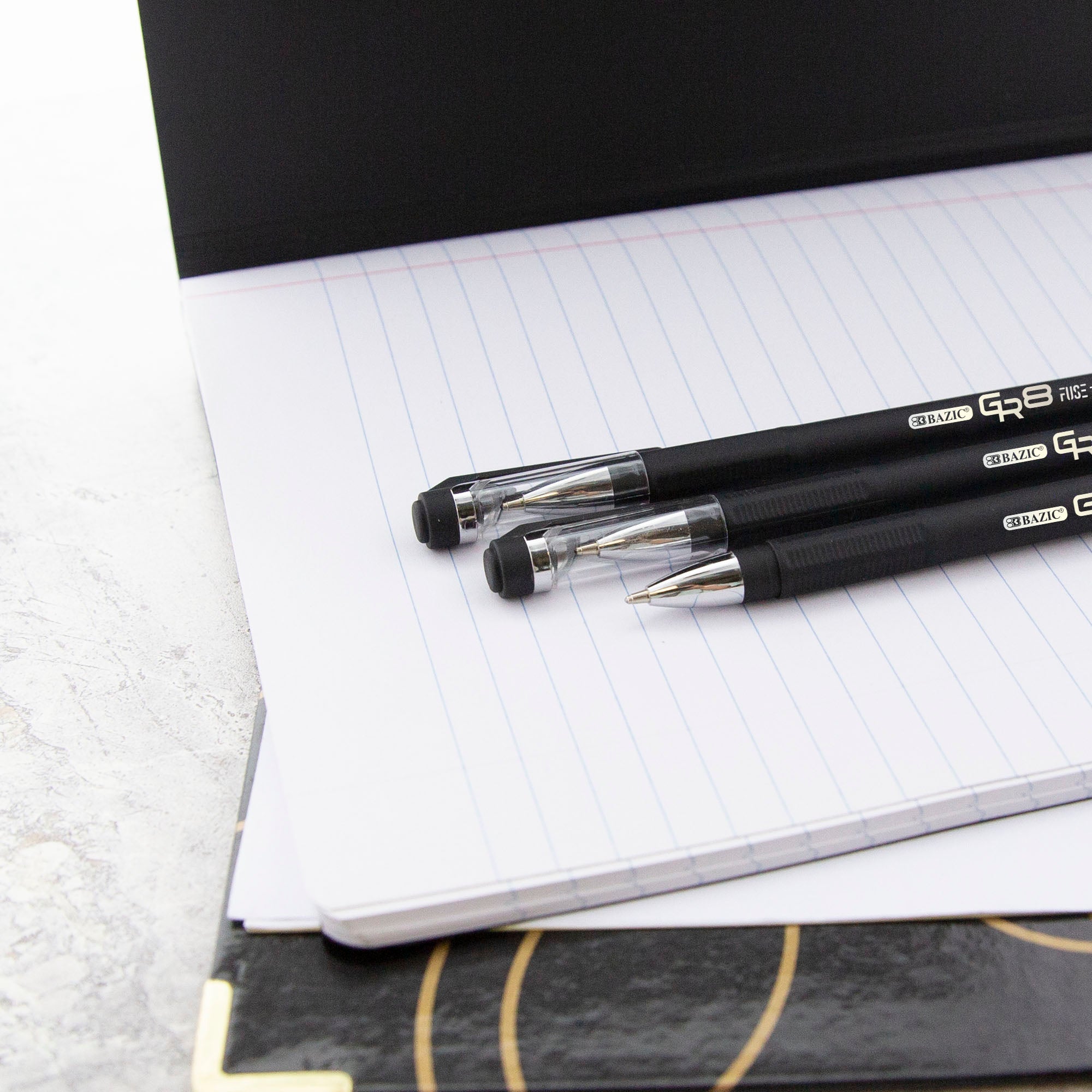 GR8 Black FUSE Tech Oil-Gel Ink Pen w/ Rubberized Barrel (3/Pack)