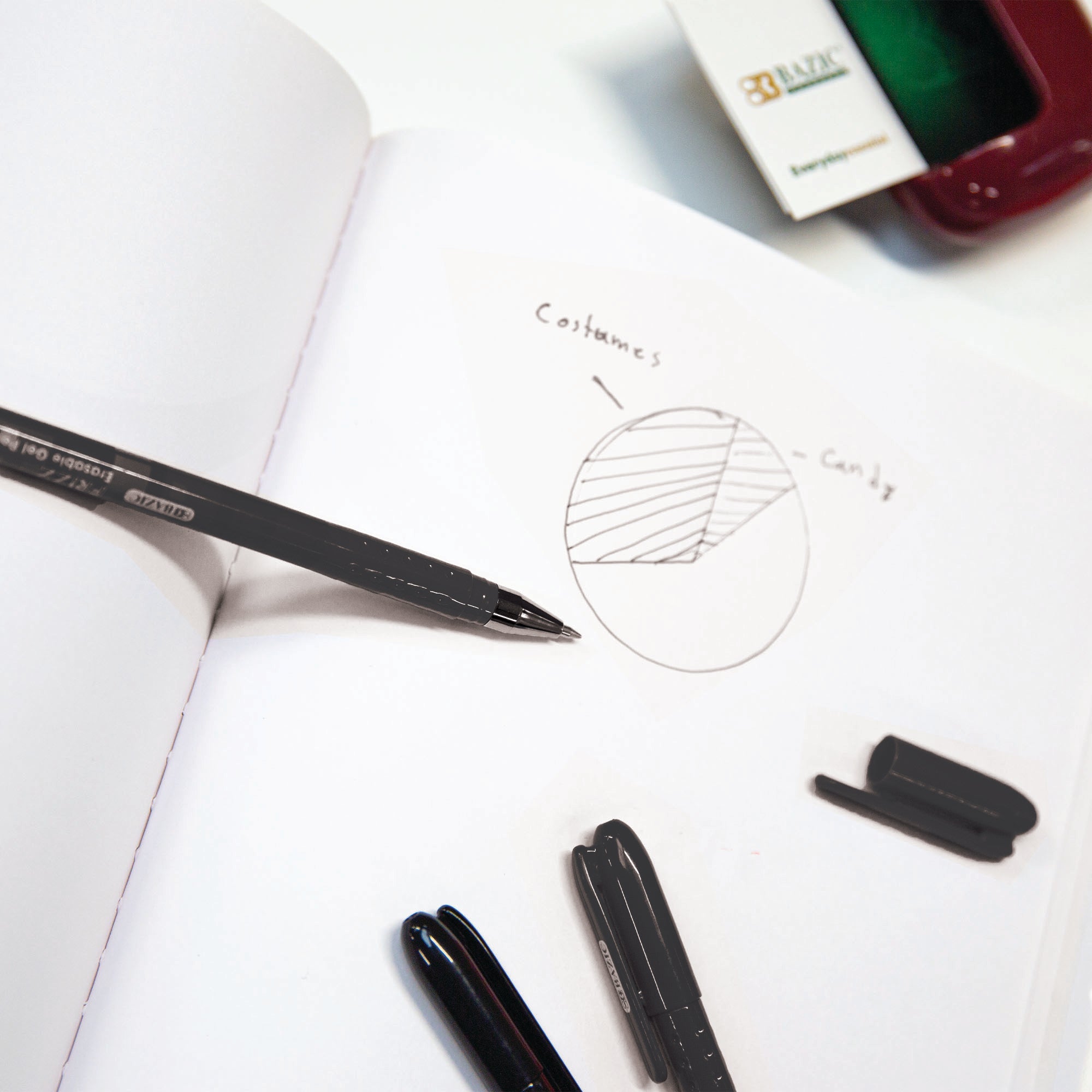 Frizz Black Erasable Gel Pen (2/Pack)