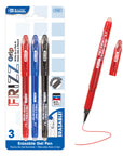 Frizz Assorted Color Erasable Gel Pen with Grip (3/Pack)