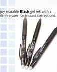 Frizz Black Erasable Gel Retractable Pen with Grip