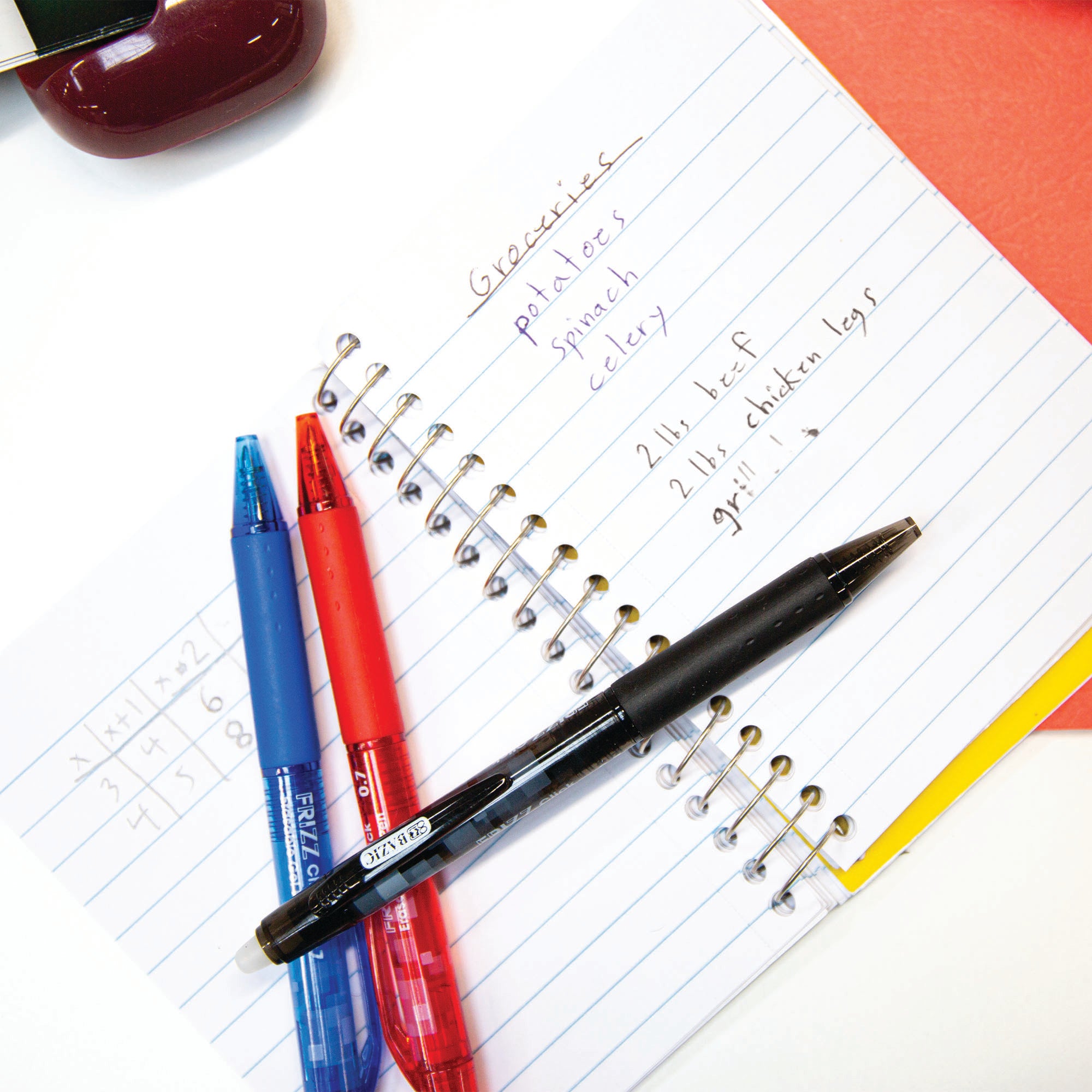 Frizz Black Erasable Gel Retractable Pen with Grip