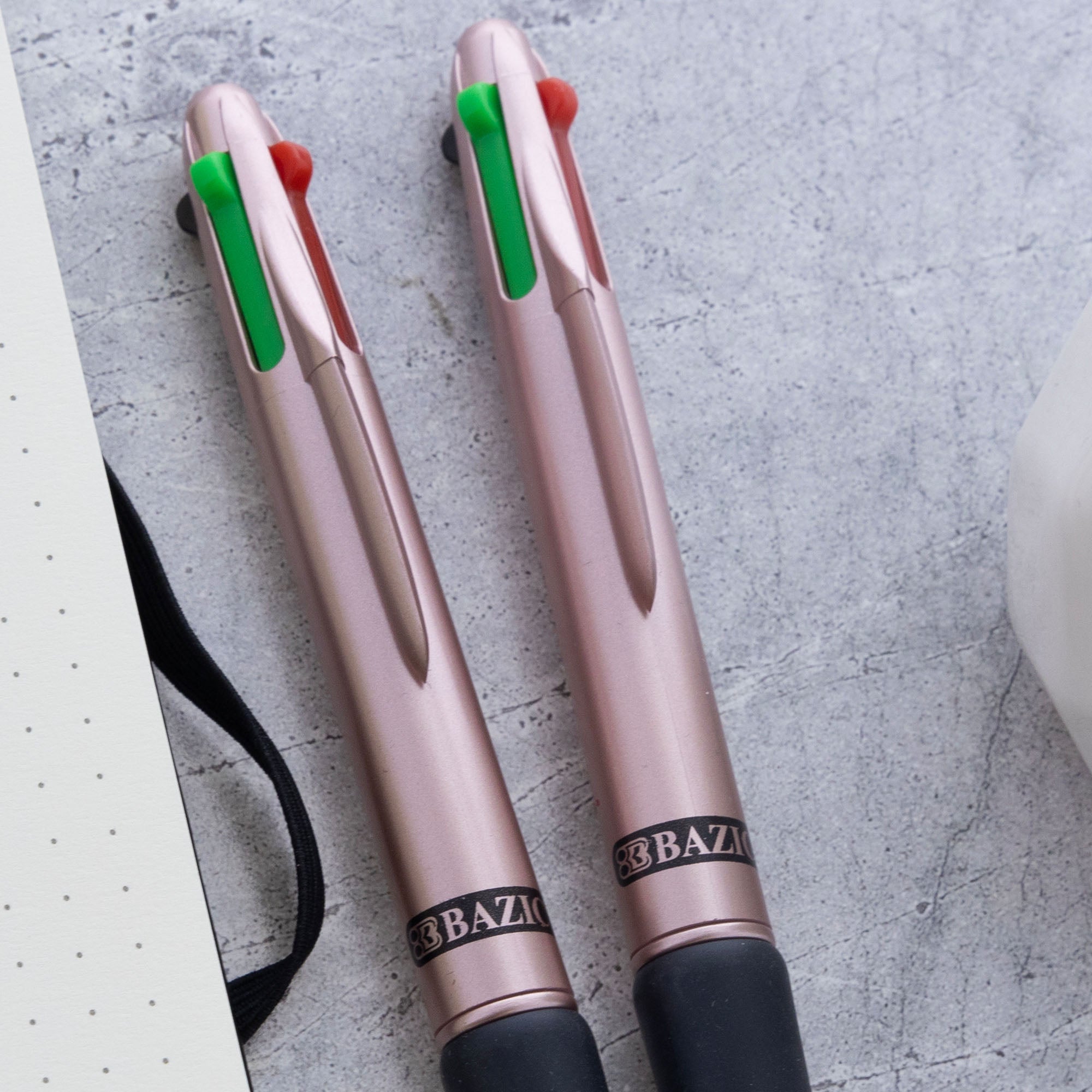 Satin Top 4-Color Pen w/ Cushion Grip (2/Pack)
