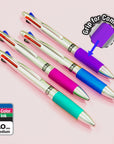 Silver Top 4-Color Pen w/ Cushion Grip (2/Pack)