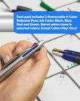 Silver Top 4-Color Pen w/ Cushion Grip (2/Pack)