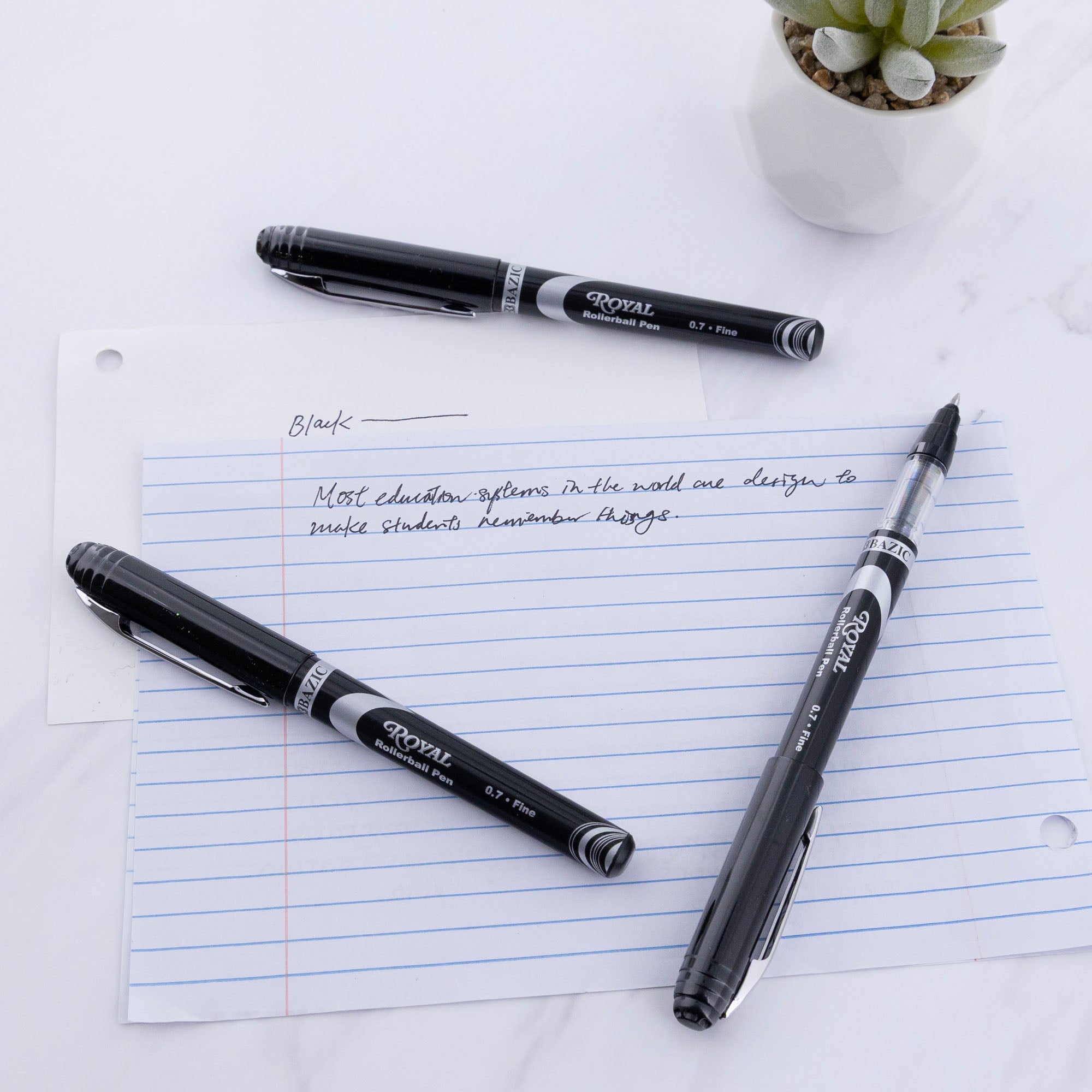 Royal Black Rollerball Pen (3/Pack)