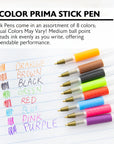 8 Color Prima Stick Pen w/ Cushion Grip