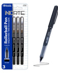 Norte Black Needle-Tip Rollerball Pen (3/Pack)