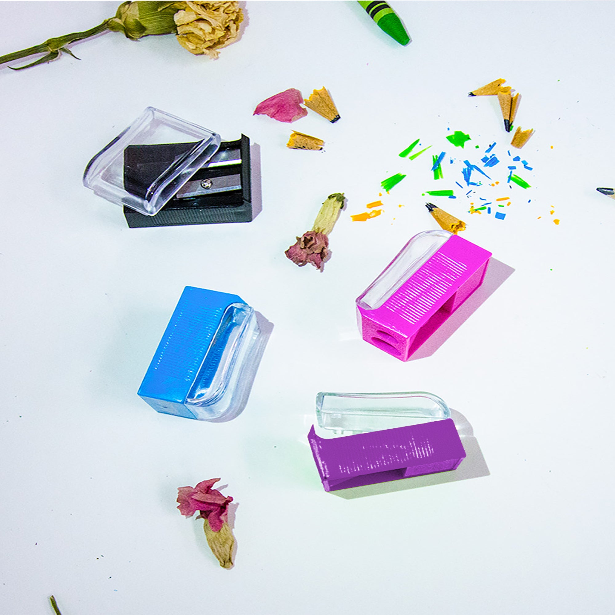Nora Dual Hole Square Sharpener w/ Receptacle (4/Pack)