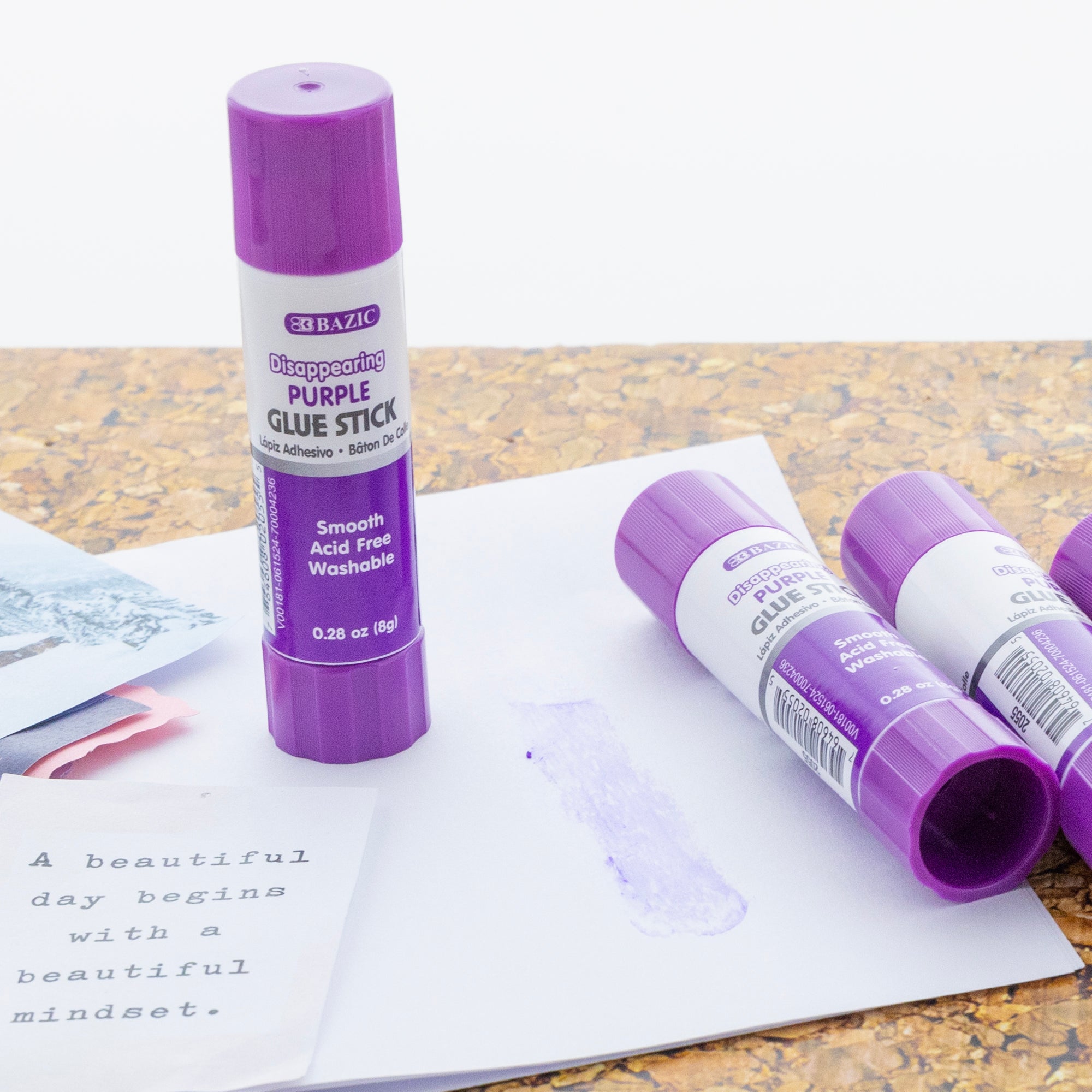 Glue Stick Washable Disappearing Purple 0.28 oz (8g)(4/Pack)