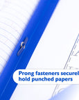 Poly 2-Pockets Portfolio - Blue Color w/ 3-Prong Fastener