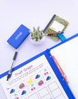 Poly 2-Pockets Portfolio - Blue Color w/ 3-Prong Fastener