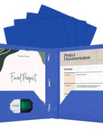 Poly 2-Pockets Portfolio - Blue Color w/ 3-Prong Fastener