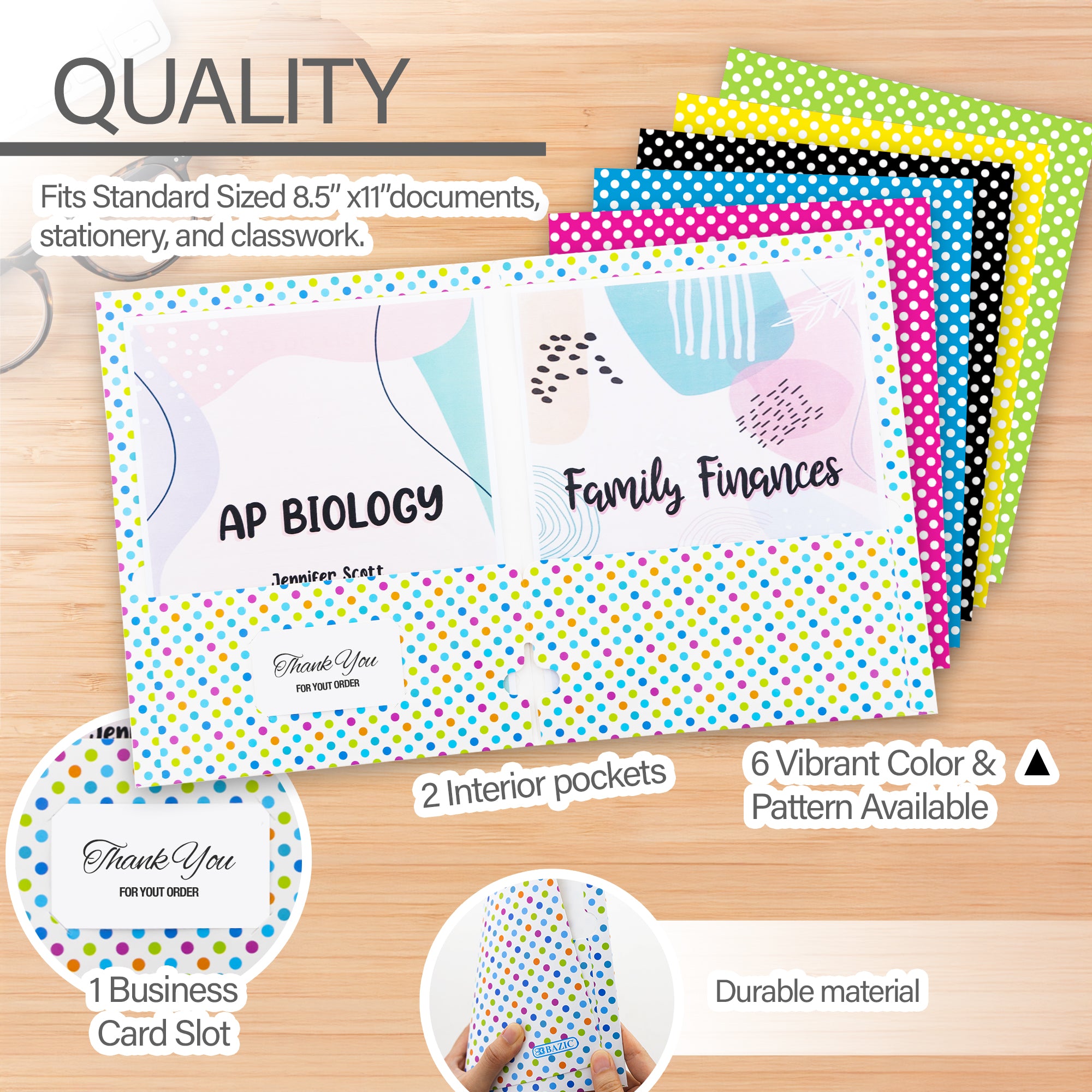 2 Pockets Fashion Portfolios - Polka Dot