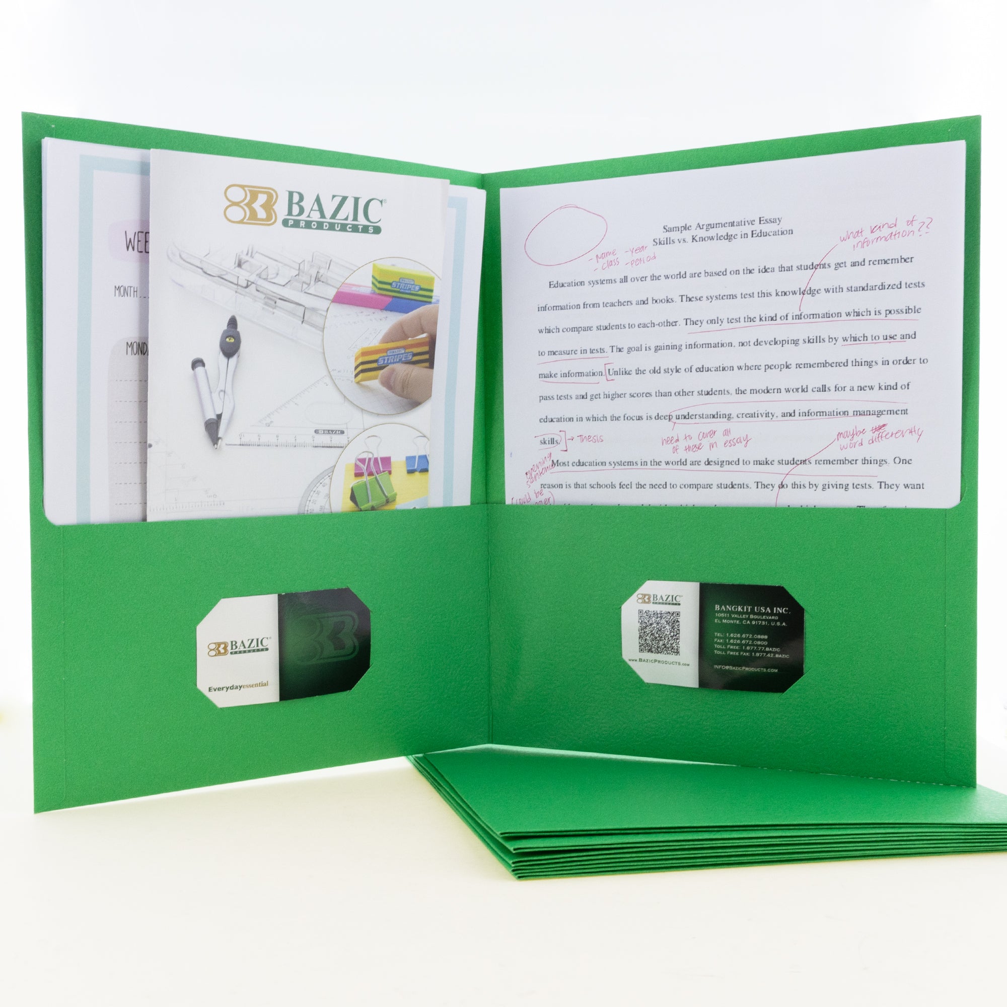 2-Pockets Portfolios Premium Green Color (25/Box)