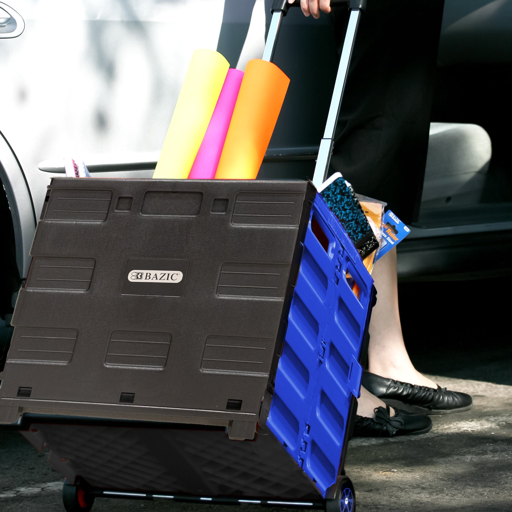 Foldable Utility Cart w/ Lid Cover Blue 16&quot; X 18&quot; X 15&quot;