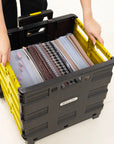 Foldable Rolling Cart w/ Lid Cover Yellow 16" X 18" X 15"