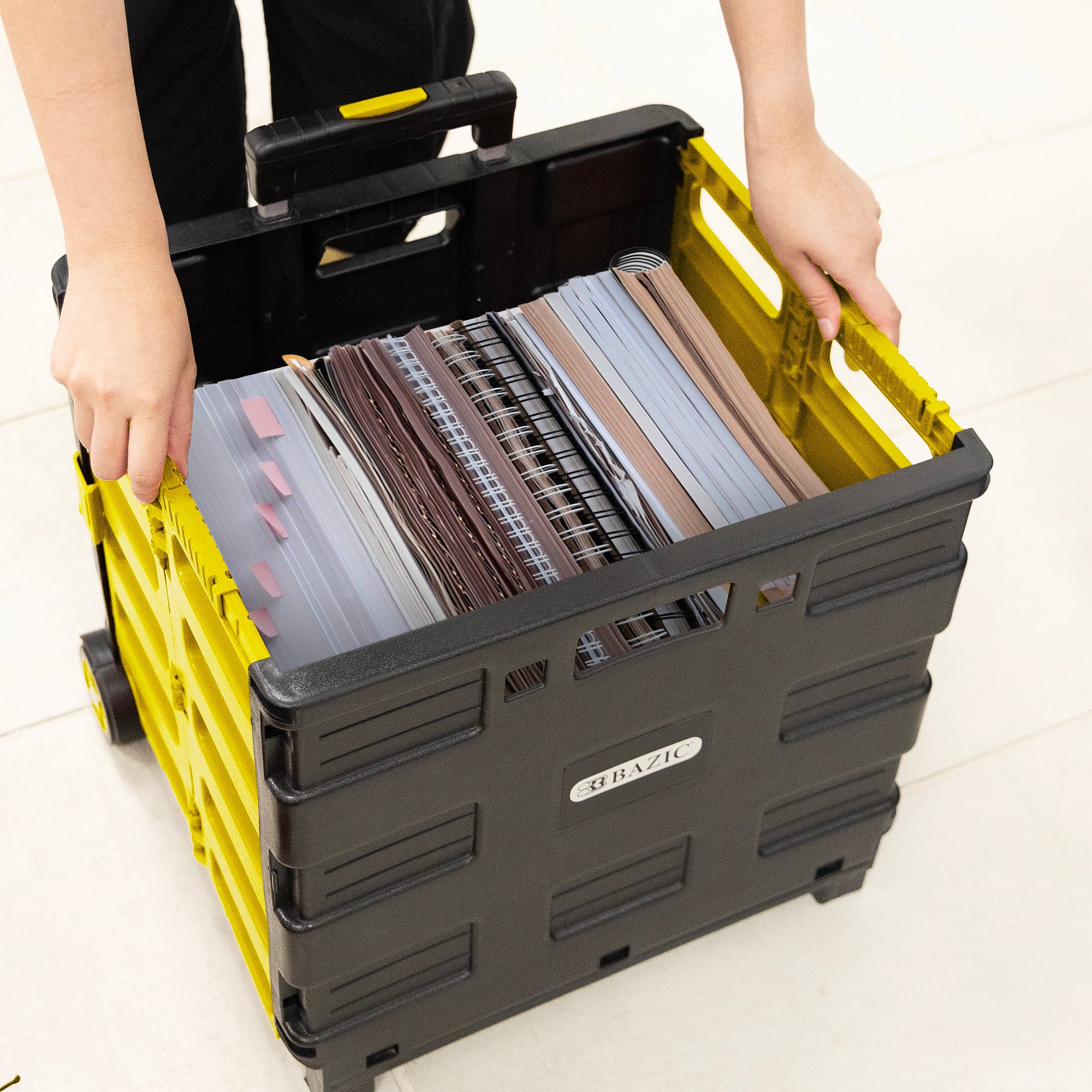 Foldable Rolling Cart w/ Lid Cover Yellow 16&quot; X 18&quot; X 15&quot;
