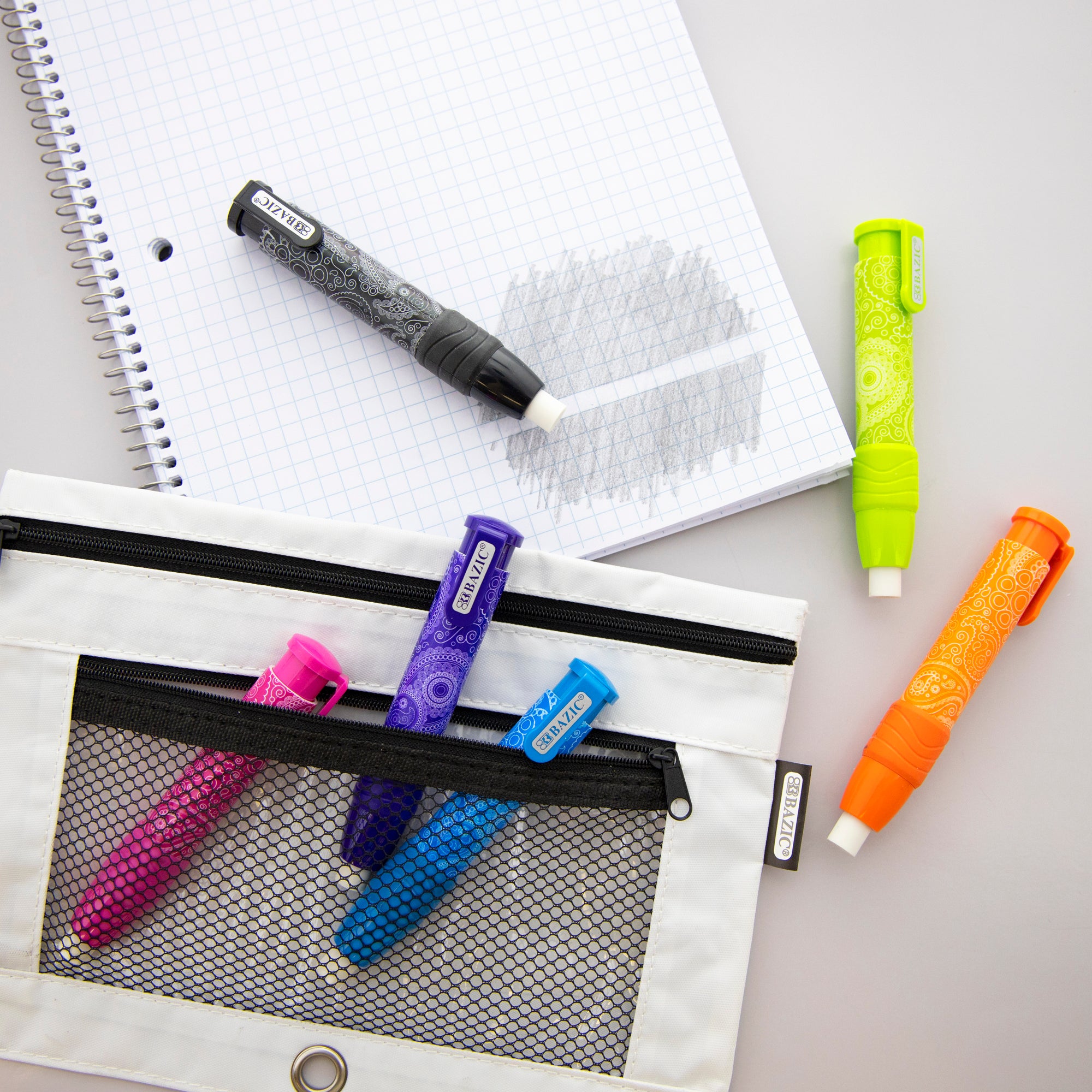 Retractable Paisley Stick Erasers (2/Pack)