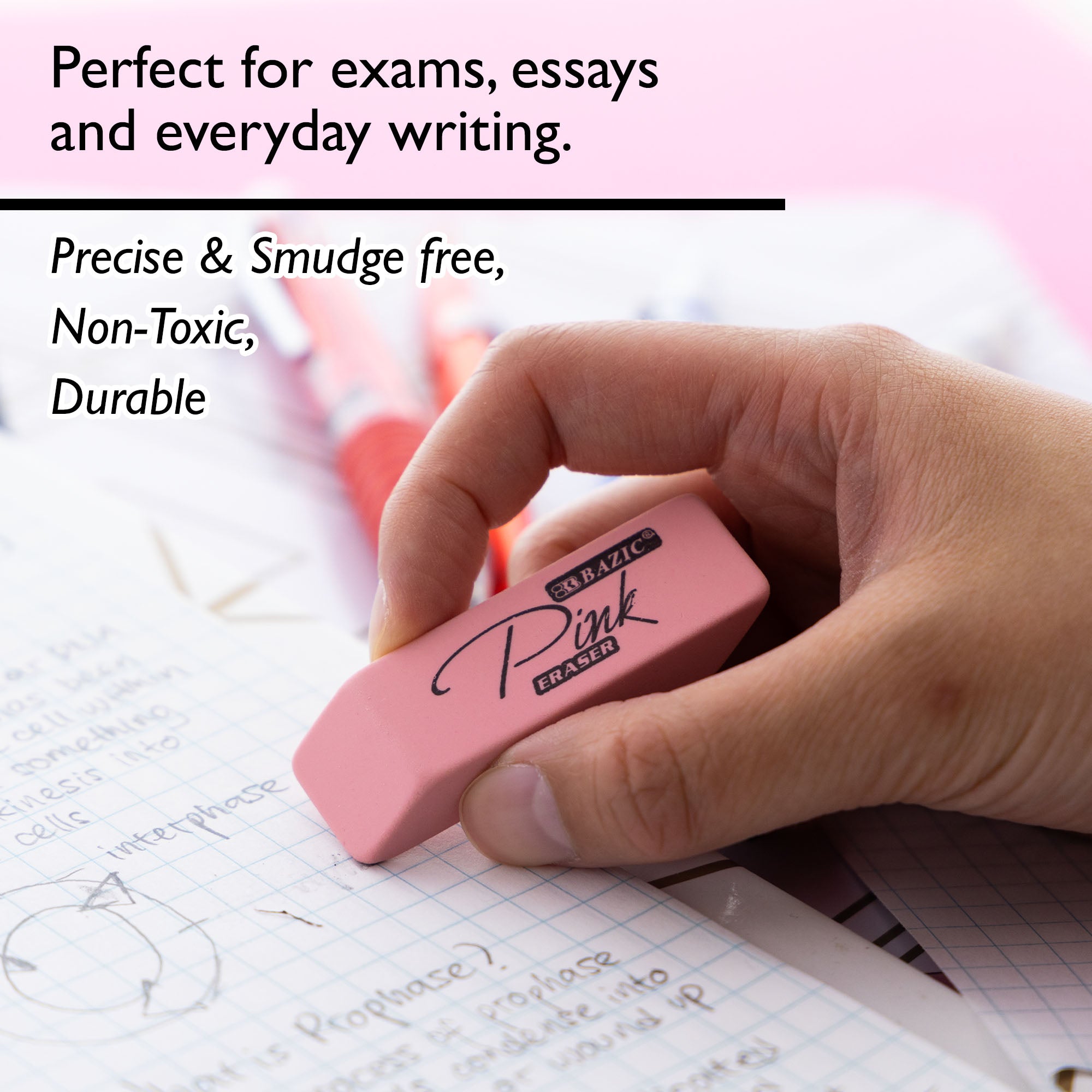 Pink Bevel Eraser (4/Pack)