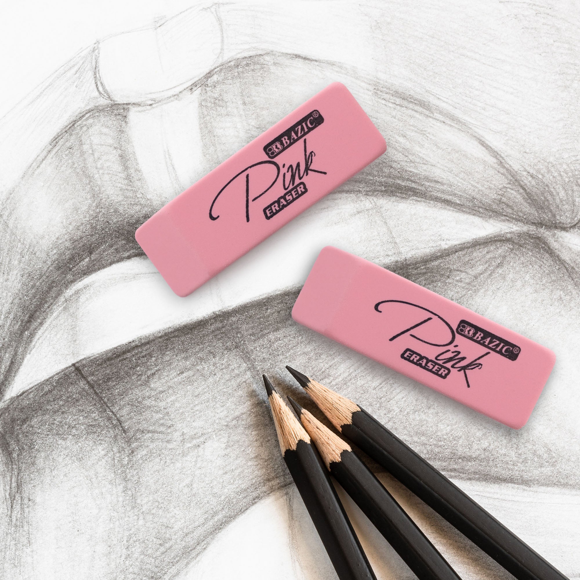 Pink Bevel Eraser (4/Pack)