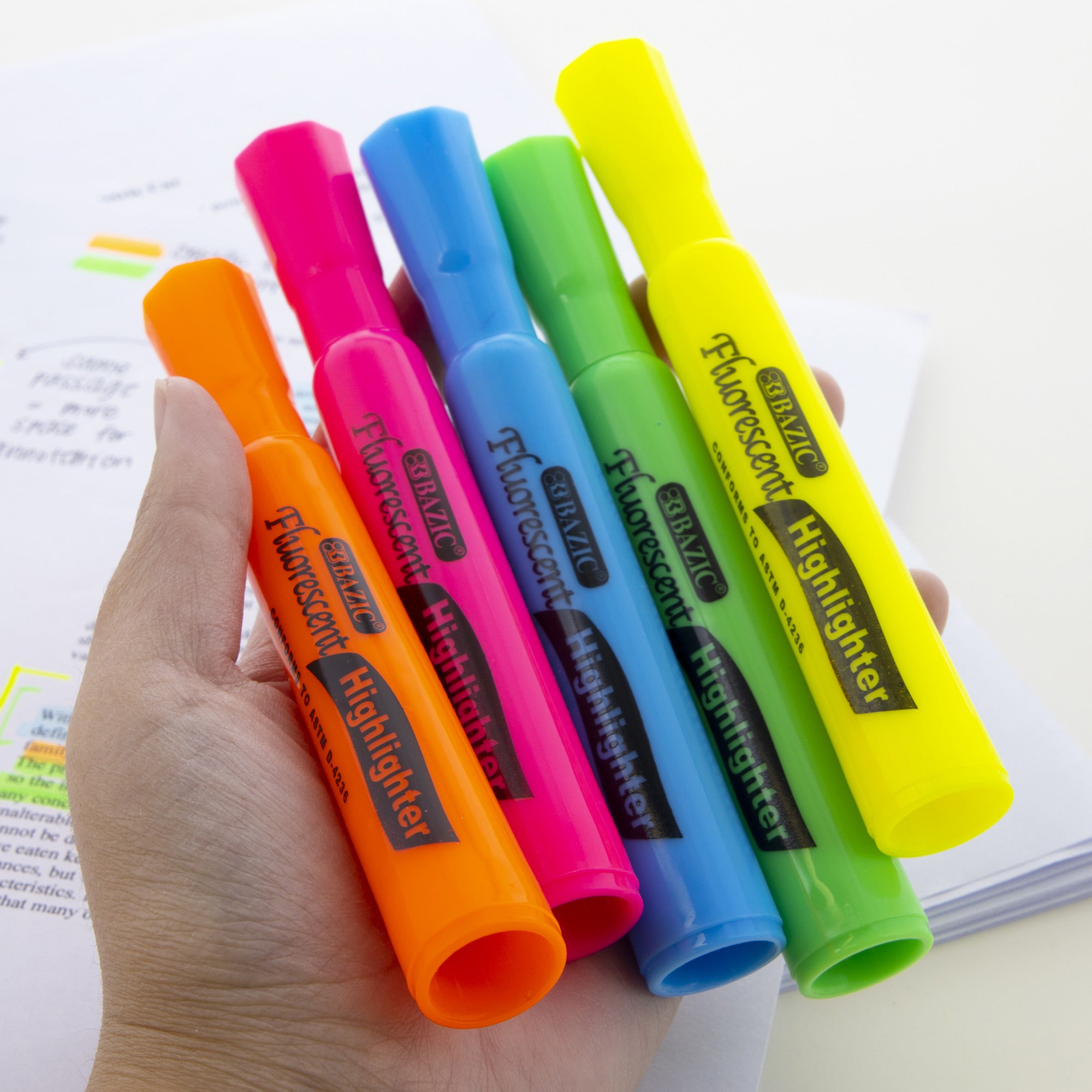Fluorescent Highlighters Asst Color (12/Pack)