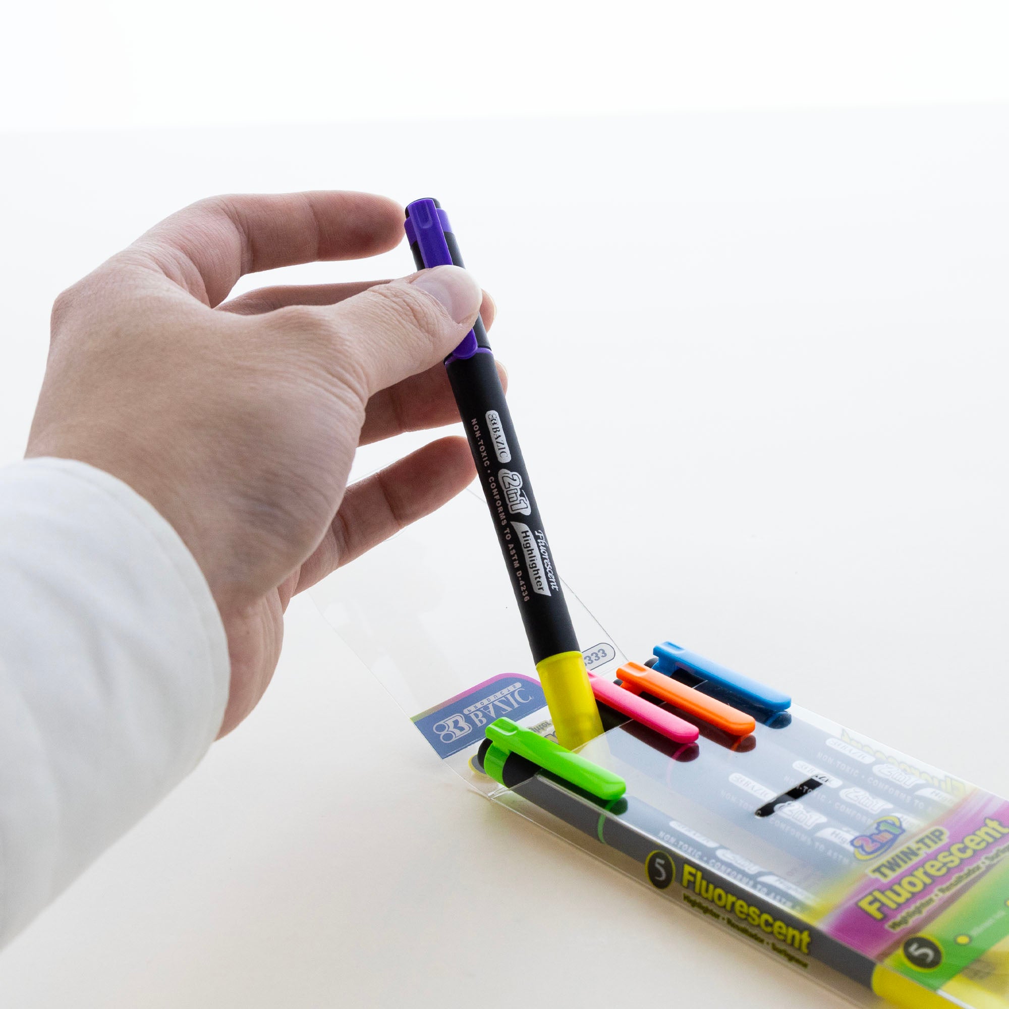 Double Tip Fluorescent Highlighters (5/Pack)